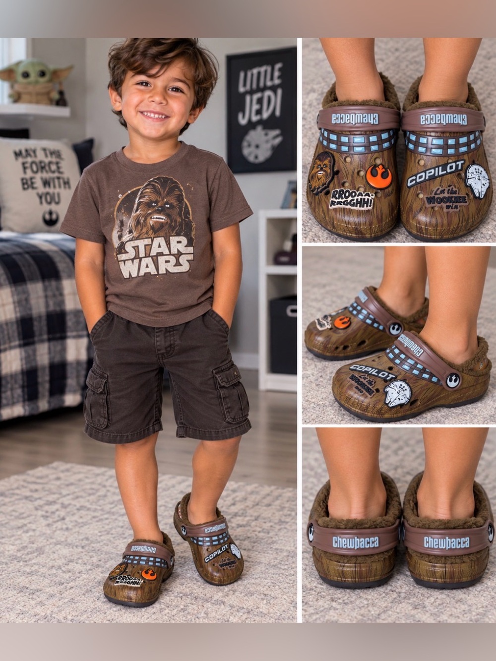 Crocs Kids Star Wars Chewbacca Fuzz Lined Clogs C9 NWT